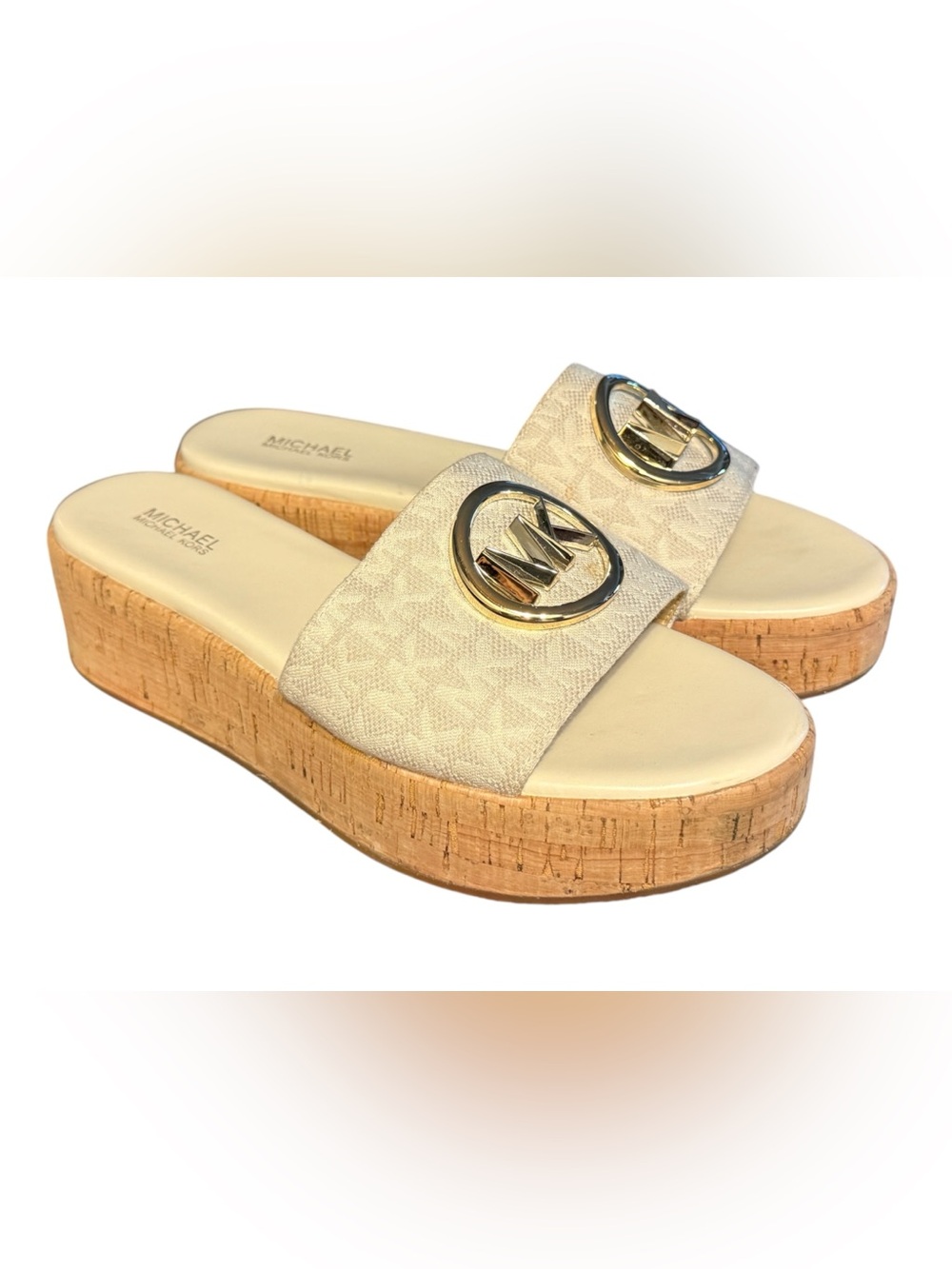 MICHAEL KORS Sadler Logo Wedge Sandals Womens Size 7.5